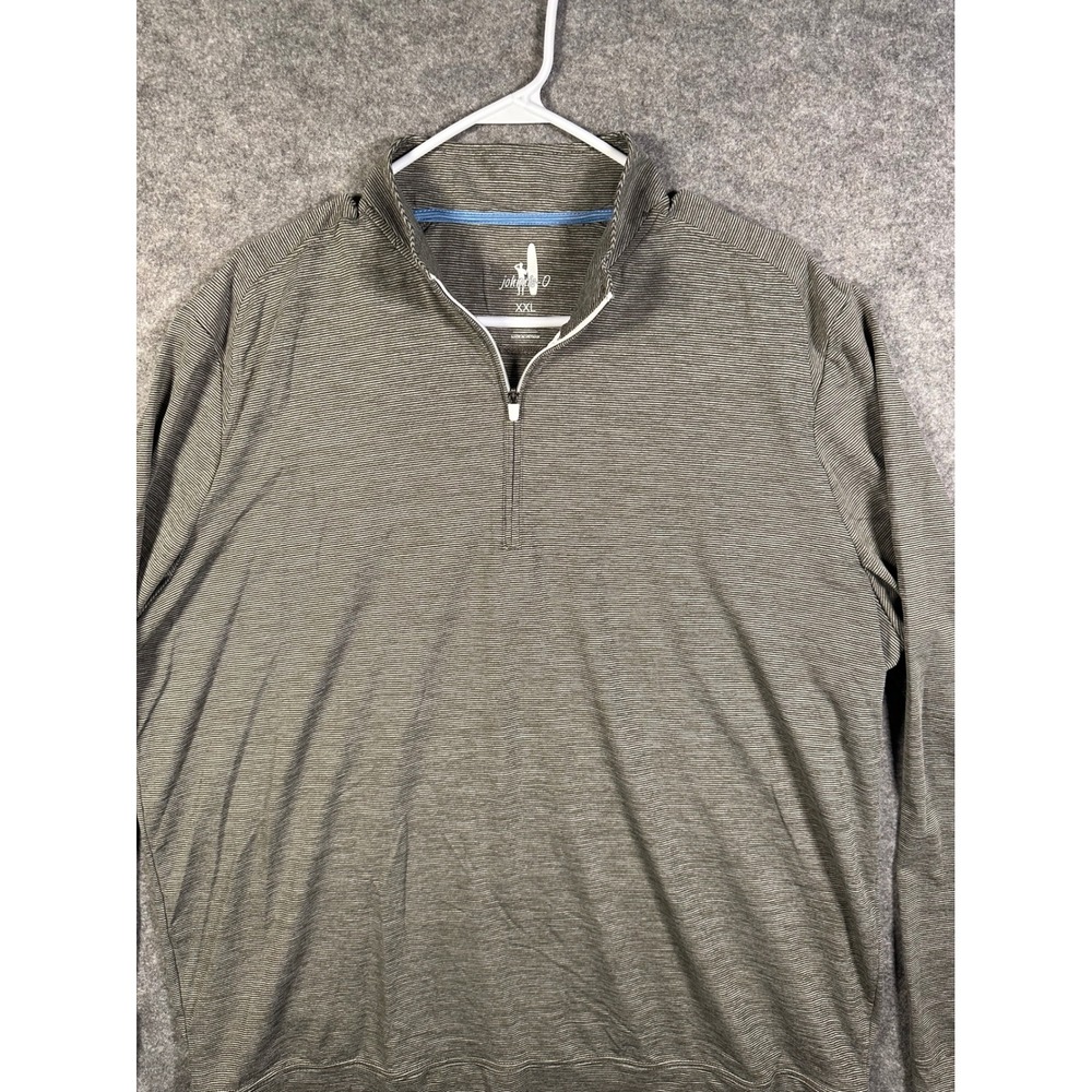 Johnnie-O Vaughn Mens XXL Meteor Grey Striped Quarter‎ Zip Pullover JMKO1890
